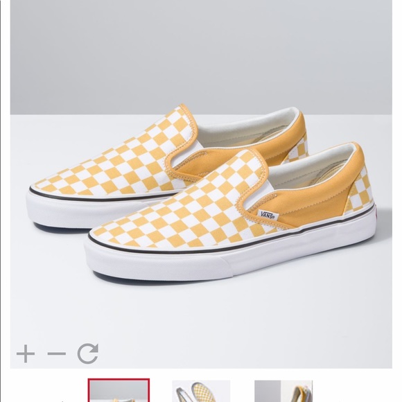yellow checkerboard slip on vans